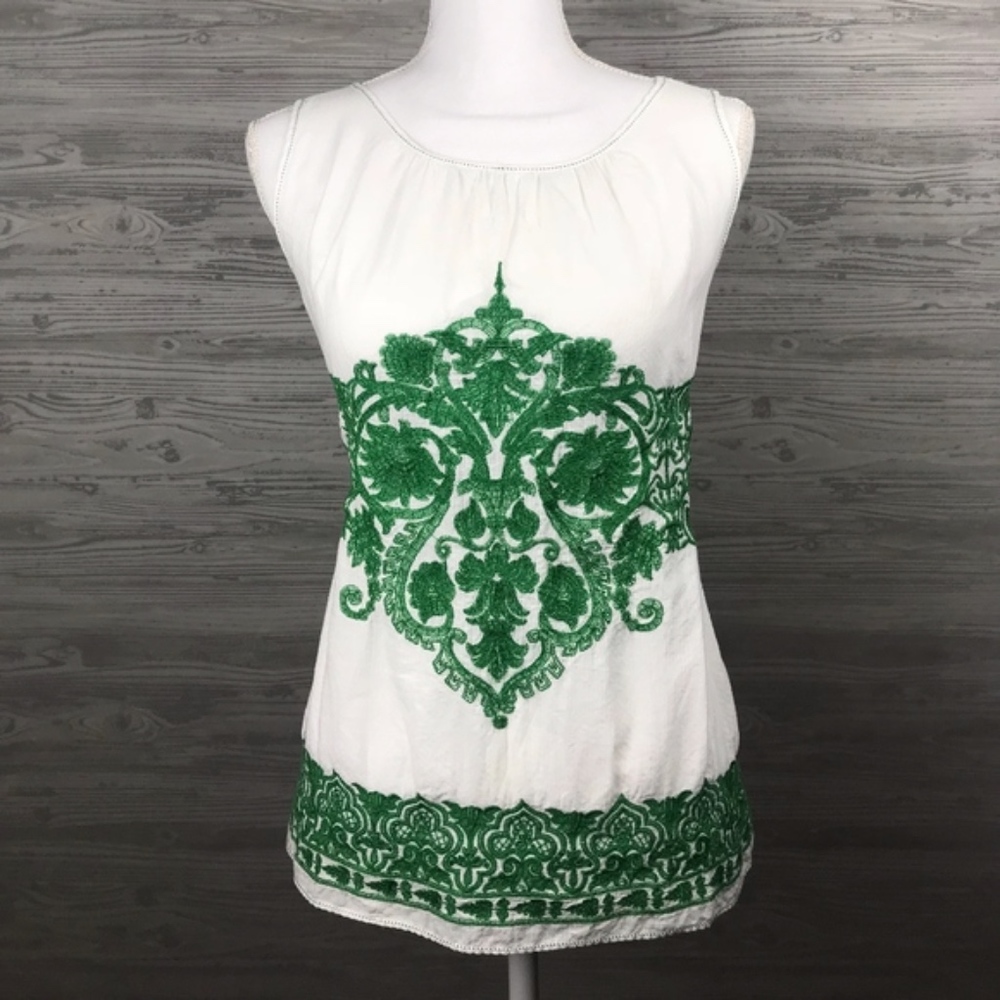 MaxStudio Green Embroidery Summer Blouse XS